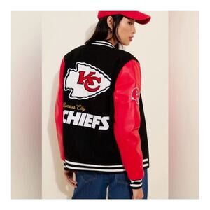 The Wild Collective Kansas City Chiefs Team varsity jacket XS Bomber Red Black